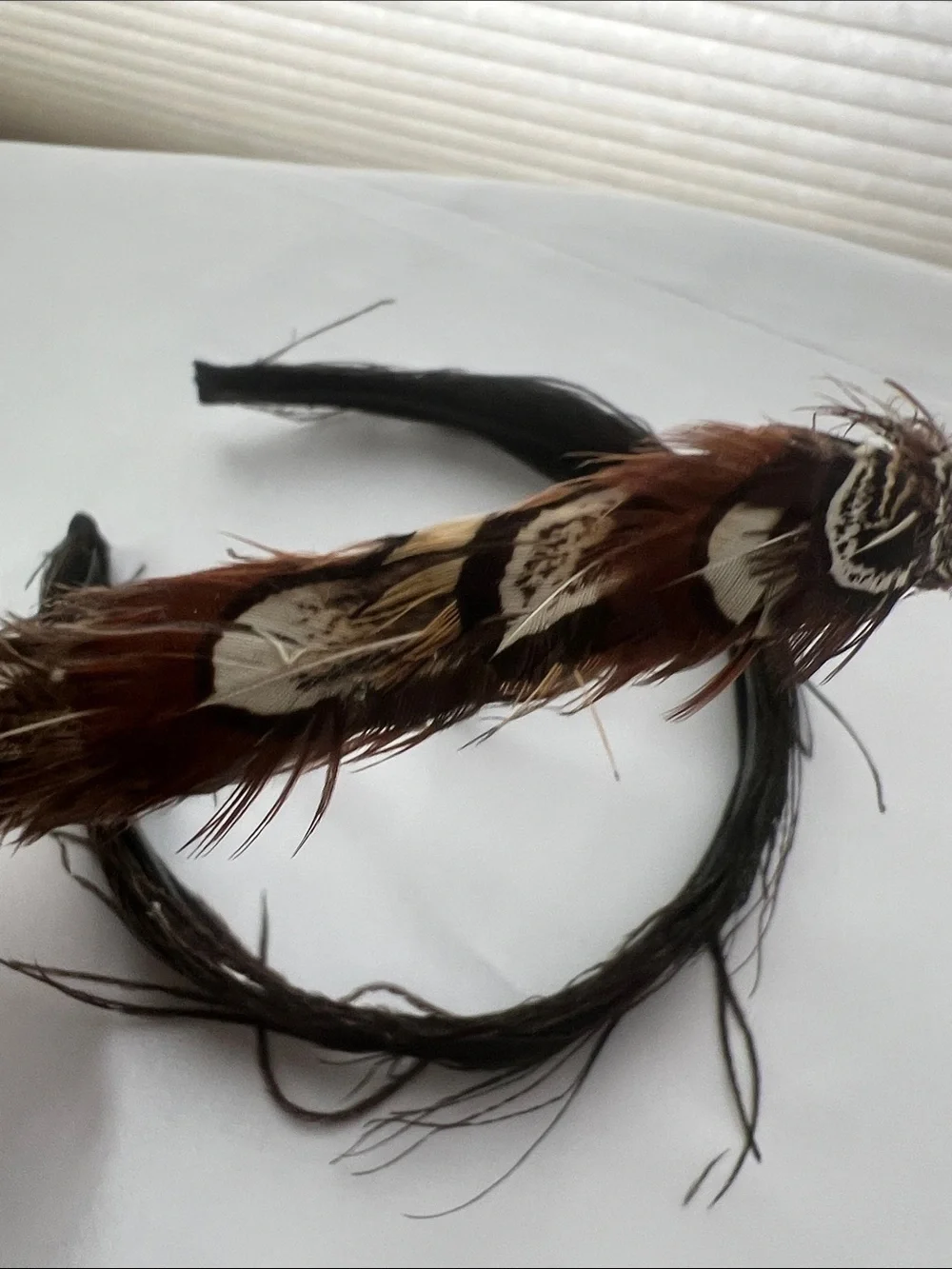 Feather Embellished Headband in Brown and Black Women’s Hair Accessory set of 2